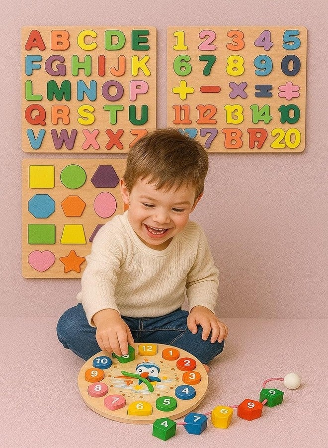 Dec Kitchenpro Montessori Wooden Puzzle Board for Toddlers | ABC Alphabet, Numbers | Toys | Educational Wooden Puzzle Set for Kids & Preschoolers Educational Toys for Brain Development (Model 1) - Image 3